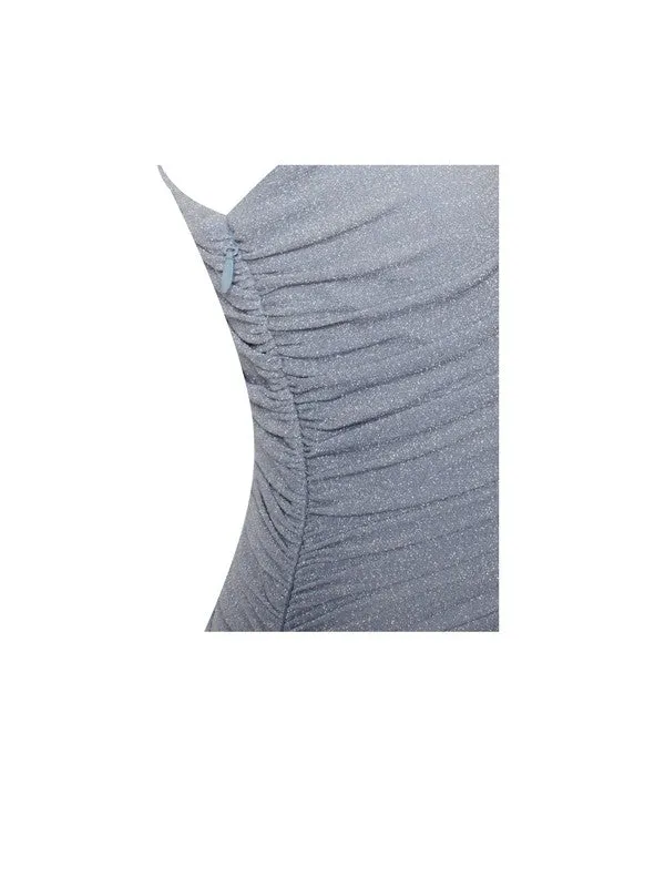 Peyton Blue One Sleeve Ruched Pencil Dress